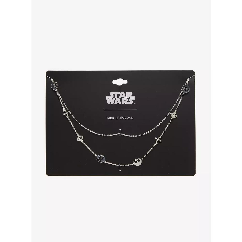 Star Wars Her Universe Layered Charm Necklace Rebel Alliance Silver Tone